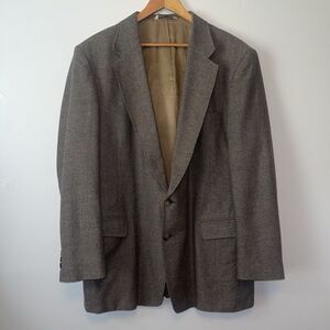 Vintage Arnold Palmer Blazer Mens 46L Brown Wool Herringbone Tweed Sport Coat